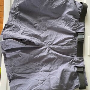 Gray hiking shorts with belt